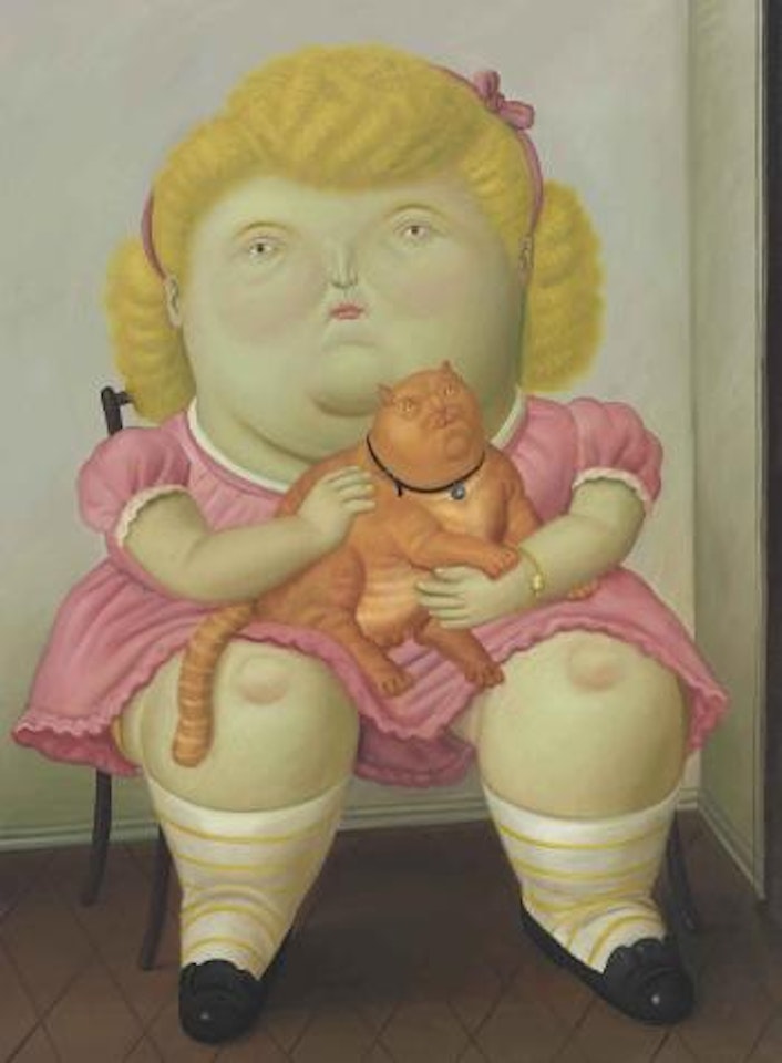 Girl with Cat by Fernando Botero