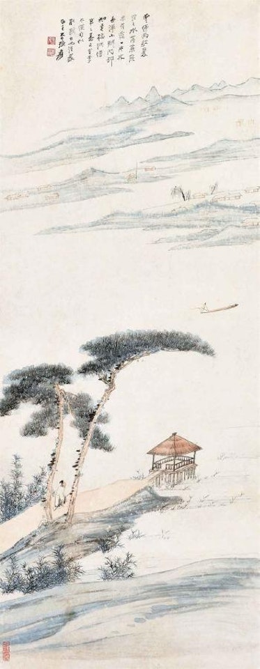 Strolling by The Lakeside Pavilion by Zhang Daqian