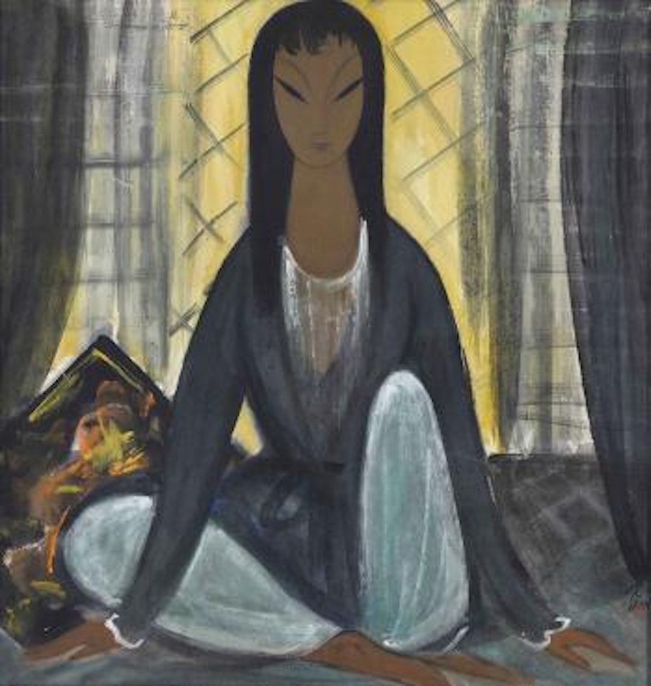 Seated Lady in Grey by Lin Fengmian
