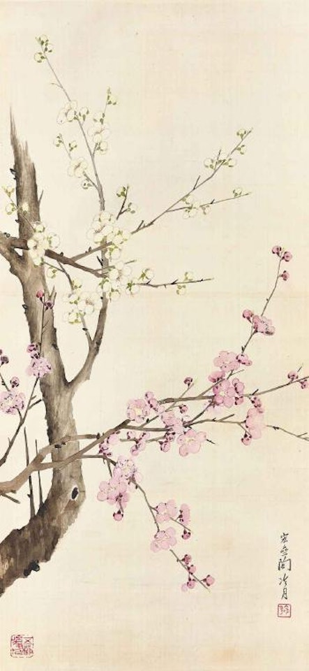 Plum blossoms in two colors by Lengyue Tao