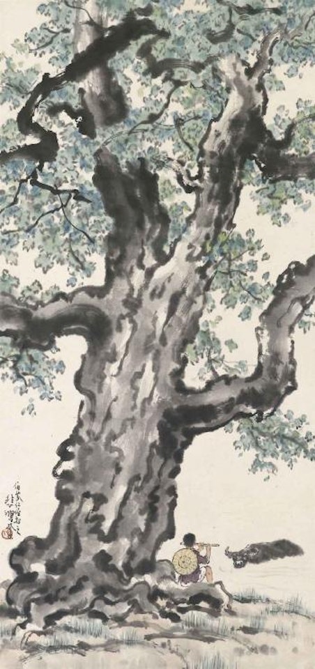 Playing Flute under a Tree by Xu Beihong