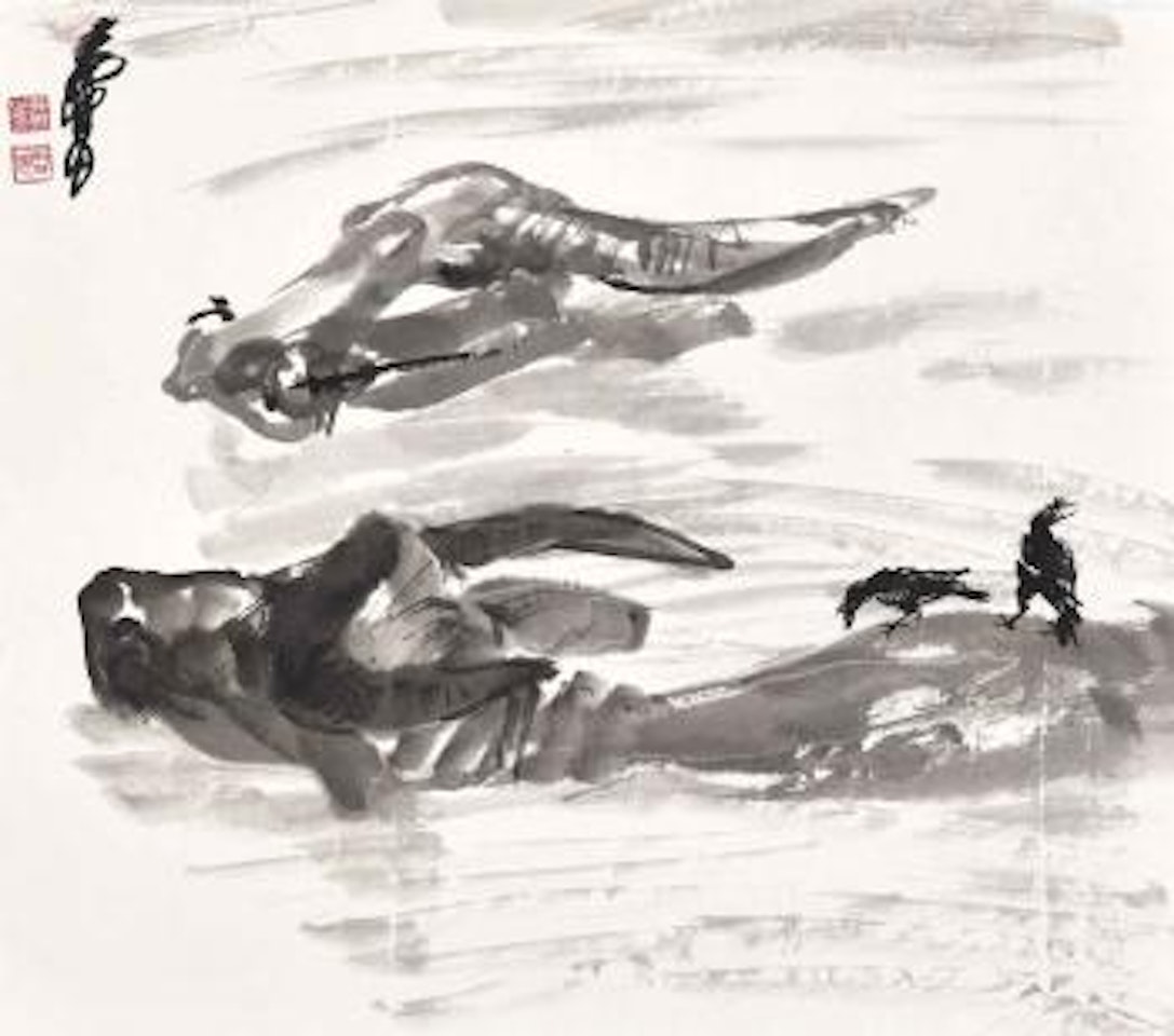 Water Buffalos and Birds by Huang Zhou