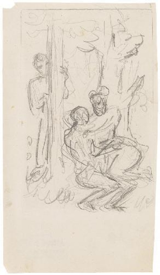 Ohne Titel (Paar im Wald mit Beobachter) by Alfred Kubin