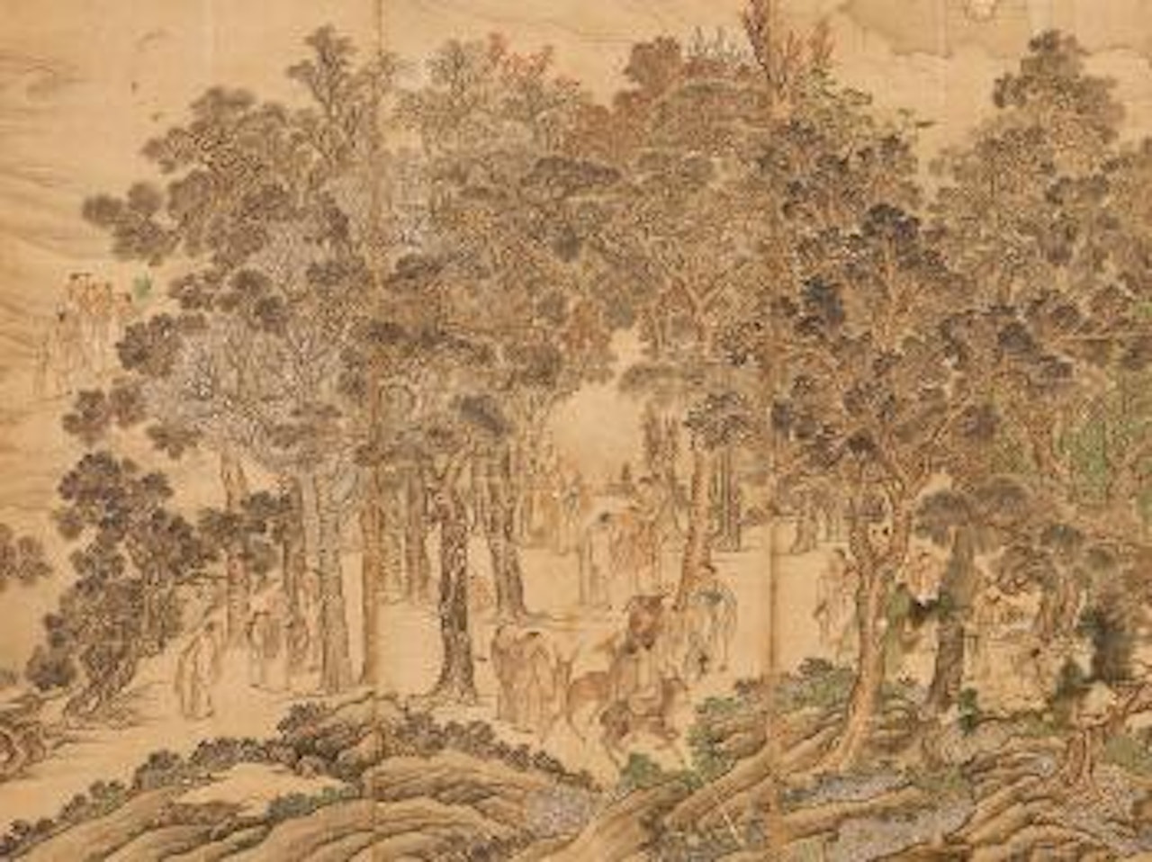 Large Painting with Immortals in a Pine Forest by Chinese School
