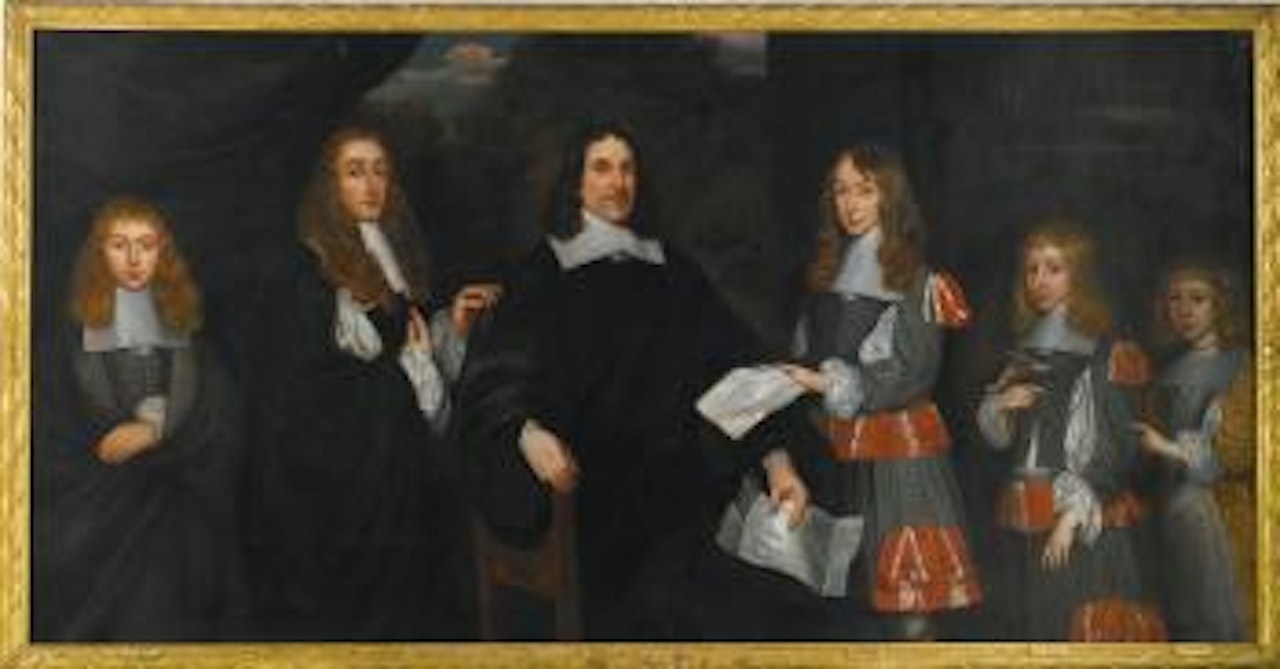 A Portrait of Jerome Rawstorn, Flanked by his Children Samuel, Sir William, Jerome, John and Sarah by English School