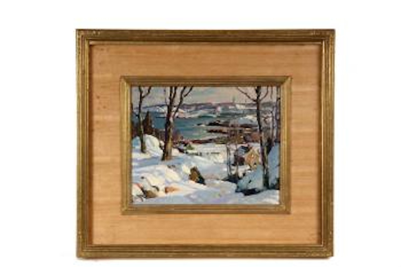 Winter View of Rockport Harbor by Aldro Thompson Hibbard