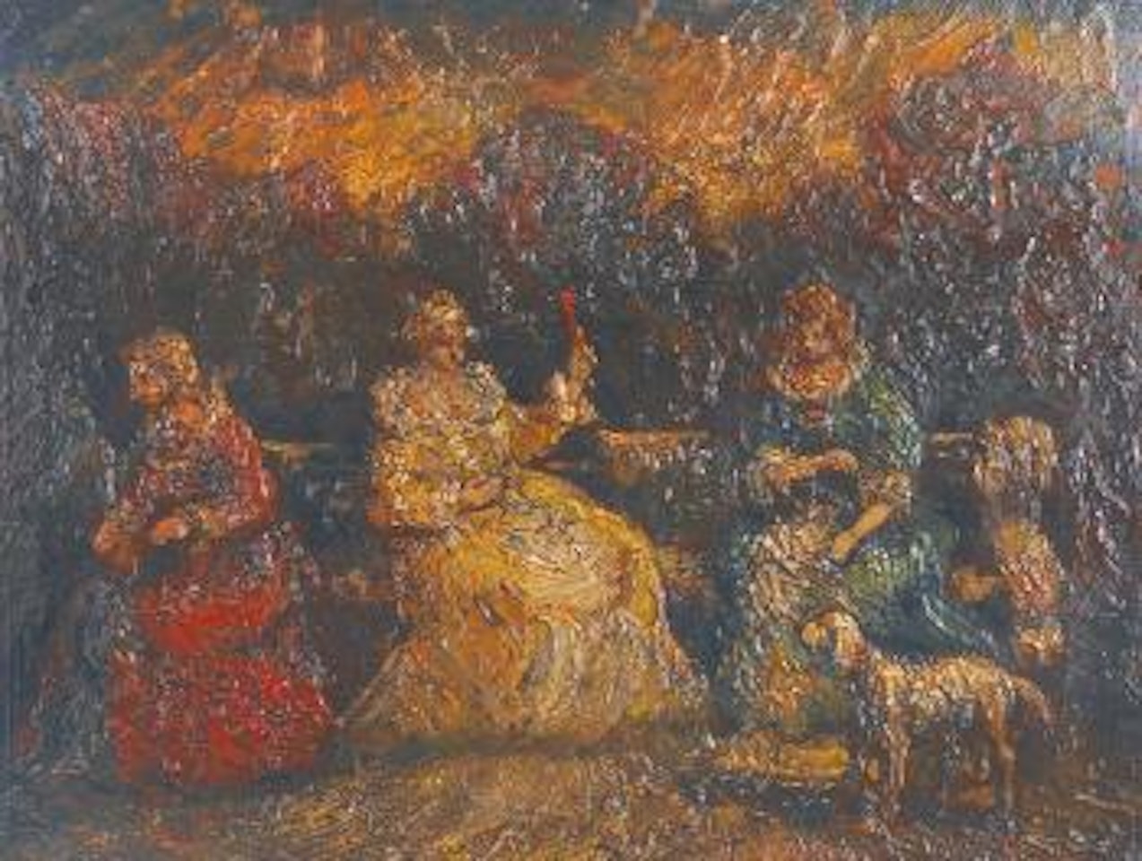 Elegant Figures in a Garden by Adolphe Monticelli
