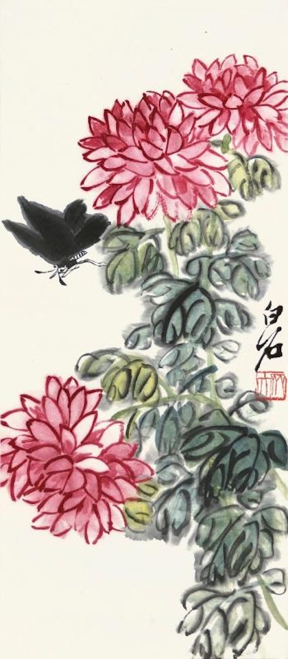 Chrysanthemums And Butterflies by Qi Baishi