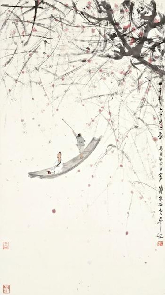 Boating In Autumn Stream by Fu Baoshi