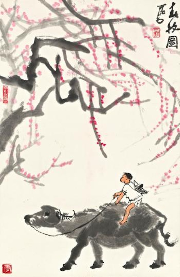 Herding Under The Spring Trees by Li Keran