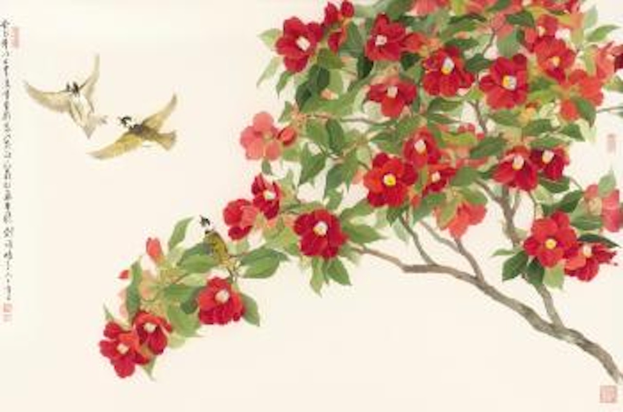 Chinese Bulbul And Camellia by Liu Yong