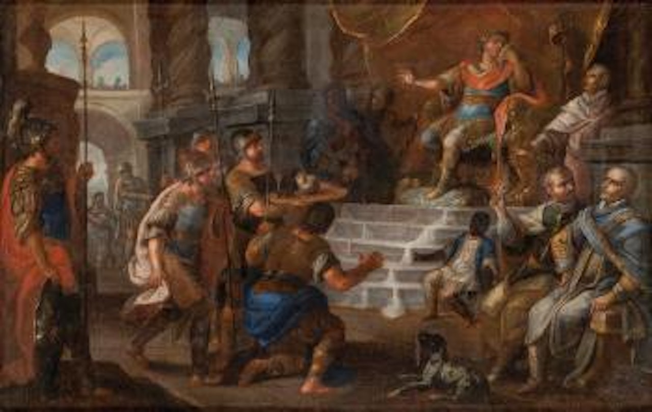 Presentación al César de la cabeza de Pompeyo by Spanish School