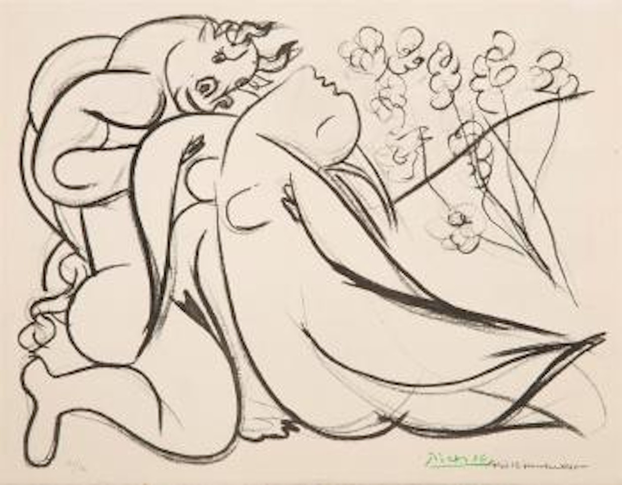 Faune et femme nue (La flûte double) by Pablo Picasso