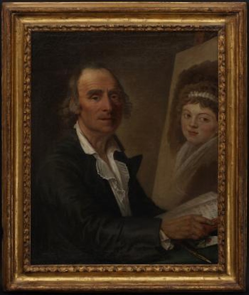 Portrait d'un homme d'esprit lisant sous le regard d'une élégante by French School