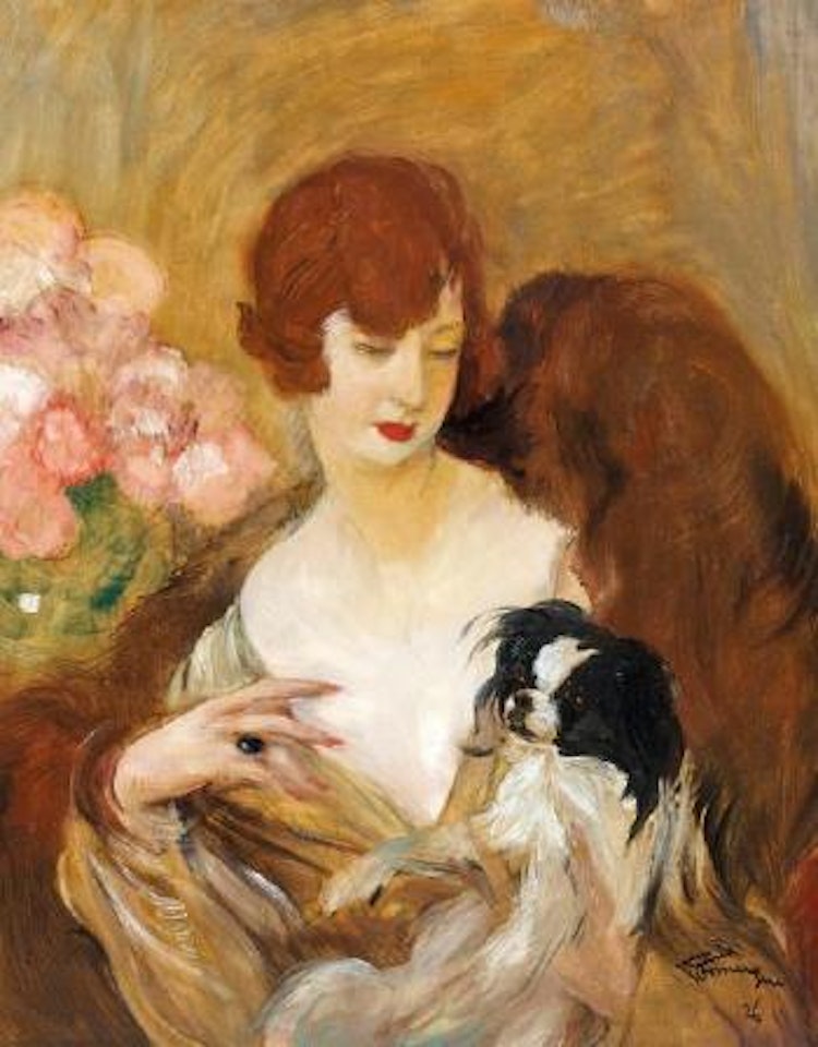 Elégante au pékinois by Jean Gabriel Domergue