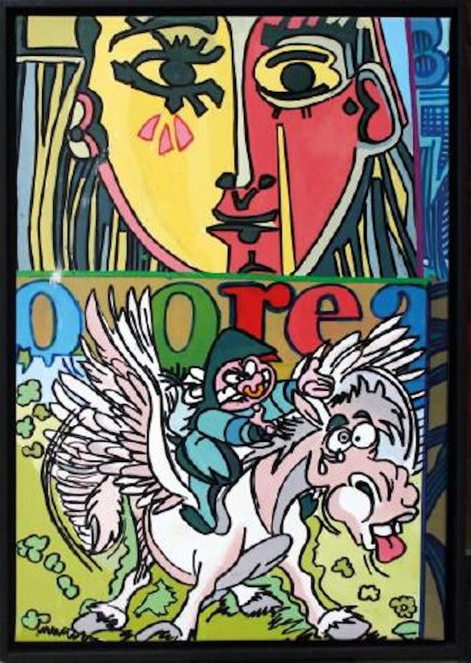 Flying horseman by Erro