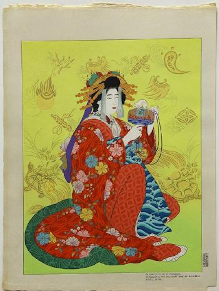 Daikoku, Dieu de la Richesse, Personnifie par une Courtisane du Shimabara, Kyoto, Japan by Paul Jacoulet