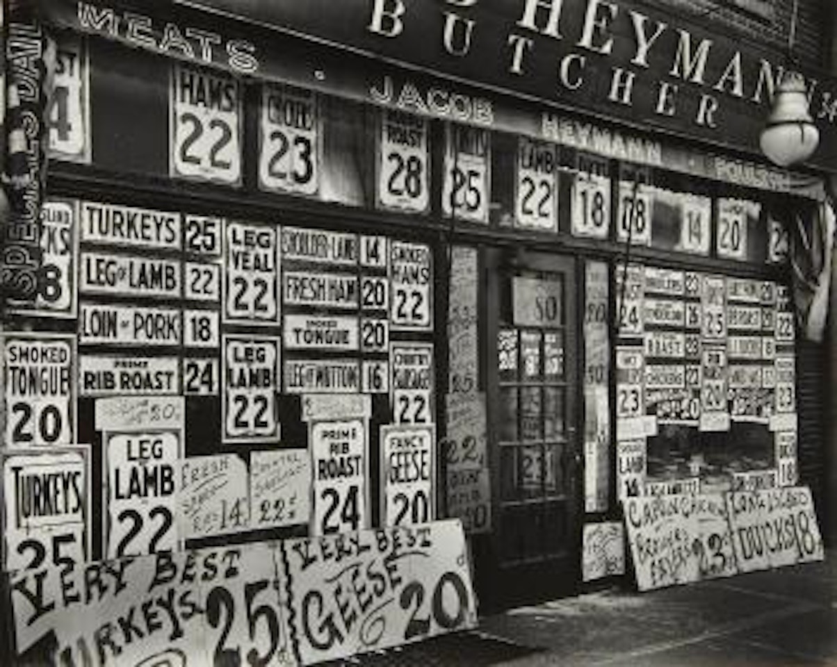 Heyman's Butcher Shop, New York by Berenice Abbott