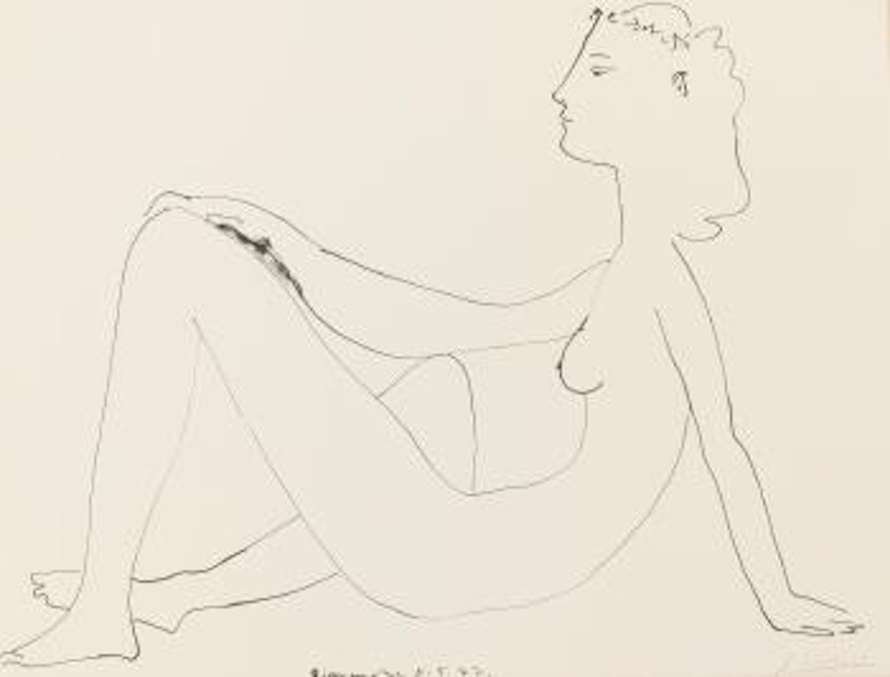 Nu Assis, De Profil (Bloch 454; Mourlot 103) by Pablo Picasso