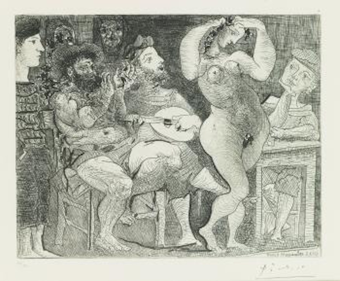 En La Taberna, Pecheurs Catalans En BordÃ©e (Bloch 286; Baer 439) by Pablo Picasso