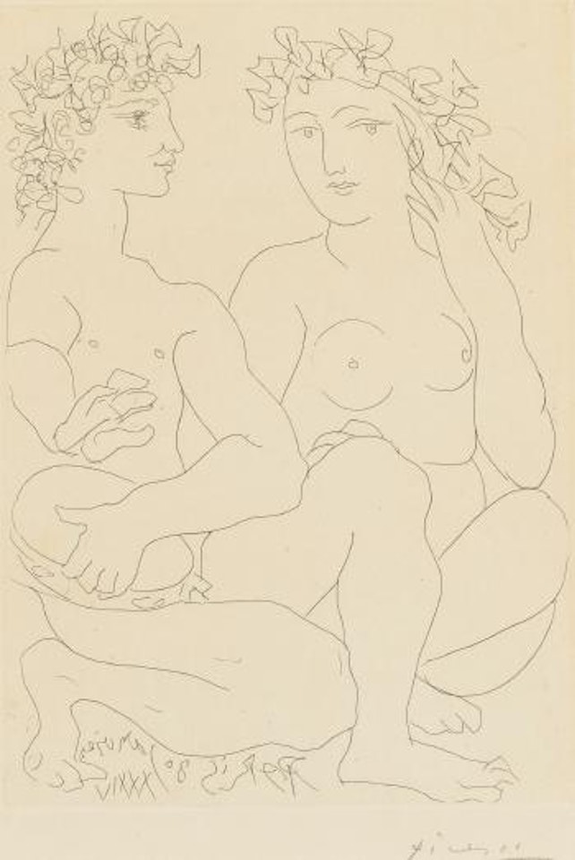 Jeaune Couple Accroupi, L'homme Avec Un Tambourin (B. 212; Ba. 411) by Pablo Picasso