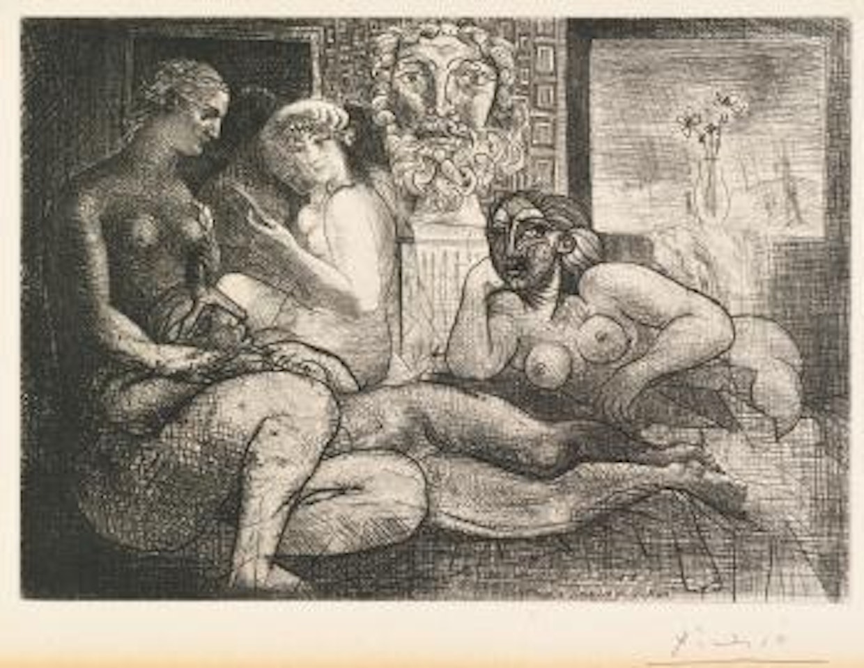 Quatre Femmes Nues Et TÃªte SculptÃ©e (B. 219; Ba. 424) by Pablo Picasso