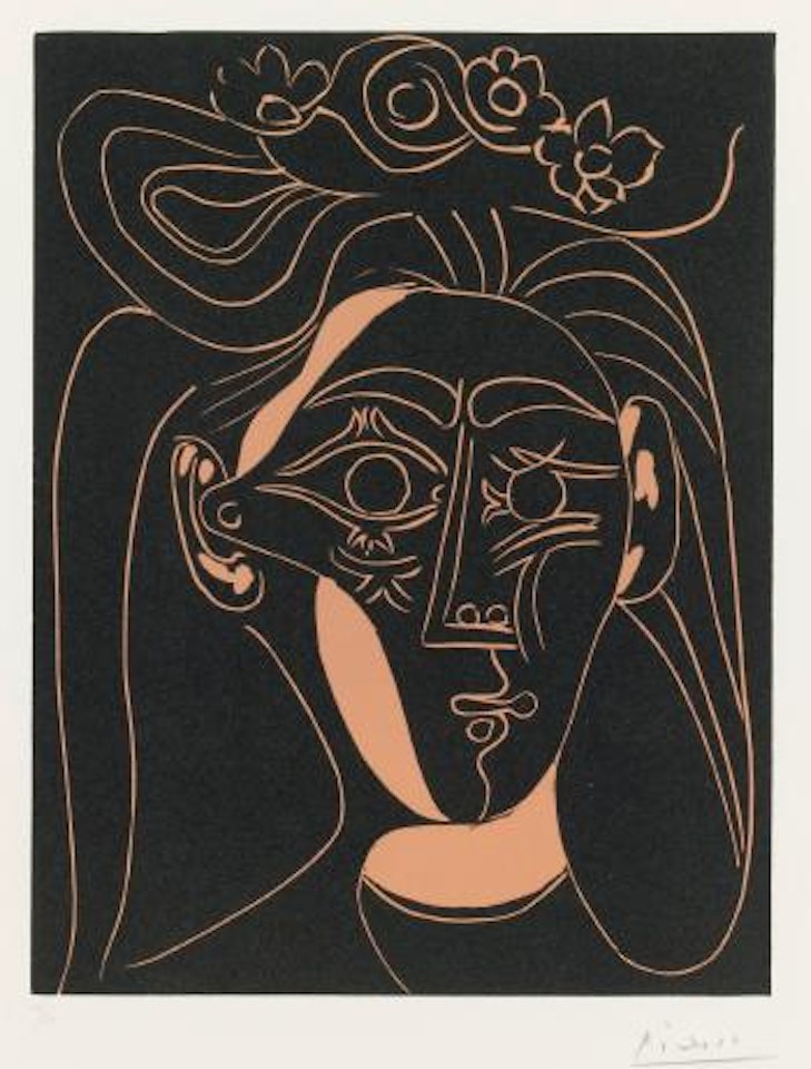 Femme Au Chapeau A Fleurs (B. 1076; P.p. L-124) by Pablo Picasso