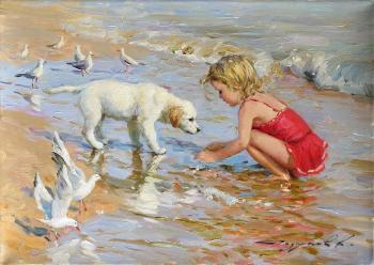 Sur la plage de Trouville by Constantin Razoumov