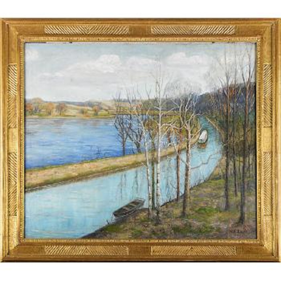 Canal and Bridge, Lumberville, Pa by Walter Emerson Baum