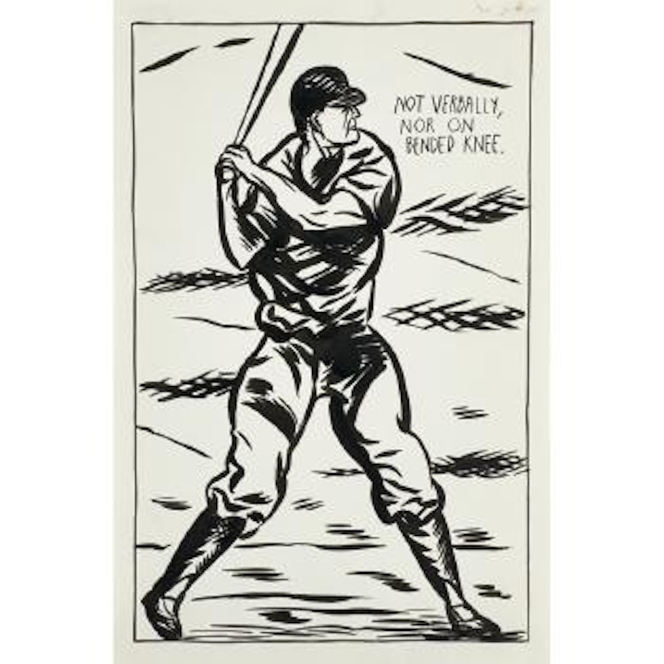 Untitled (Not Verbally, Nor on Bended Knee) by Raymond Pettibon