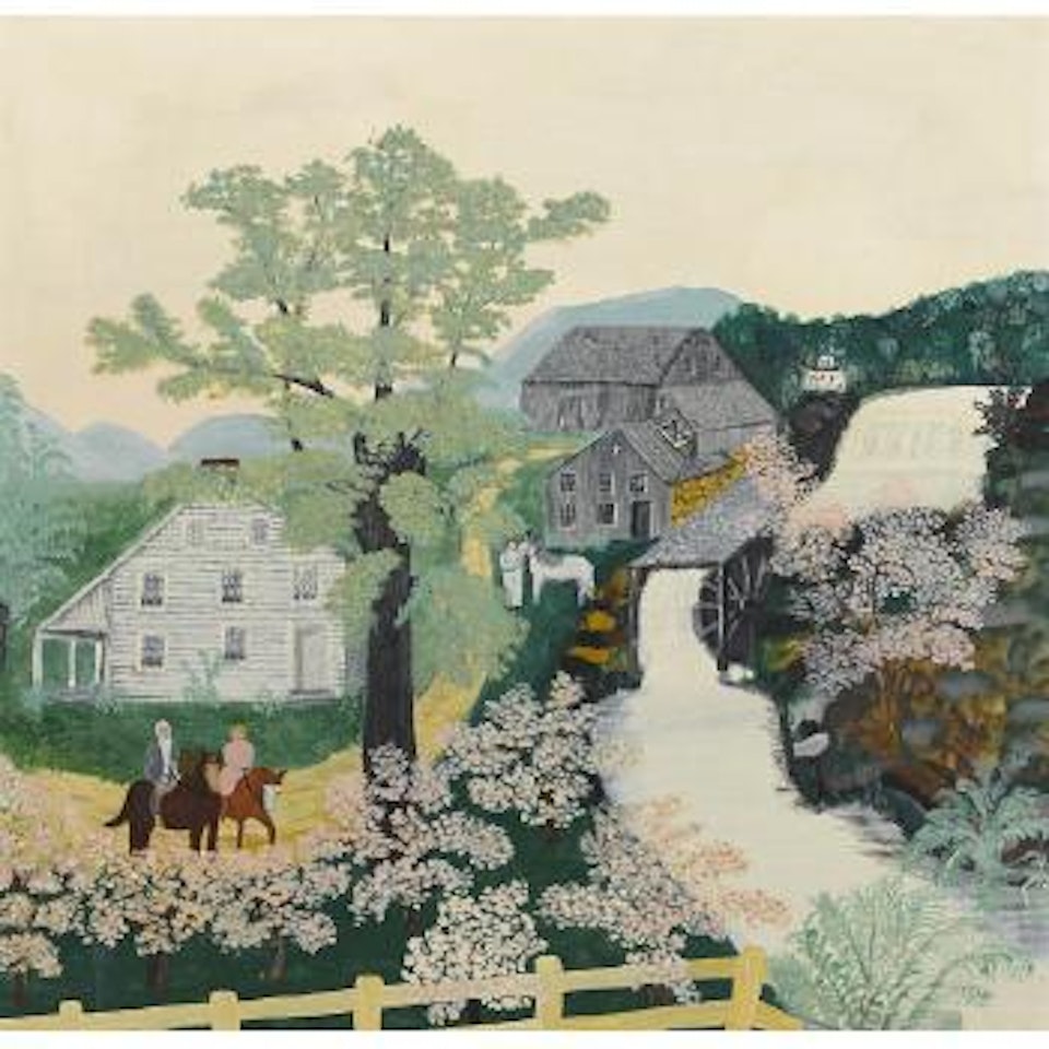 The Old Grist Mill in Old Shandoah by Grandma Moses
