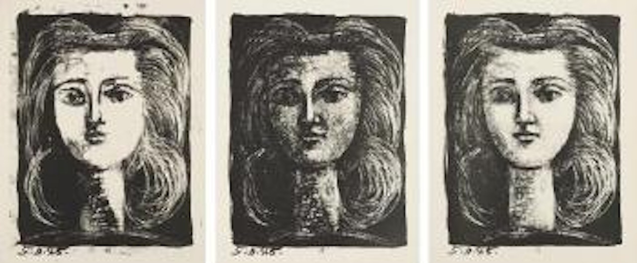 TÃªte de jeune fille (Head of a Young Girl): Three states by Pablo Picasso