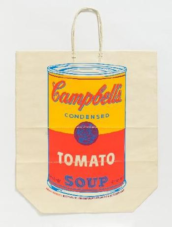 Campbell's soup can on shopping bag by Andy Warhol