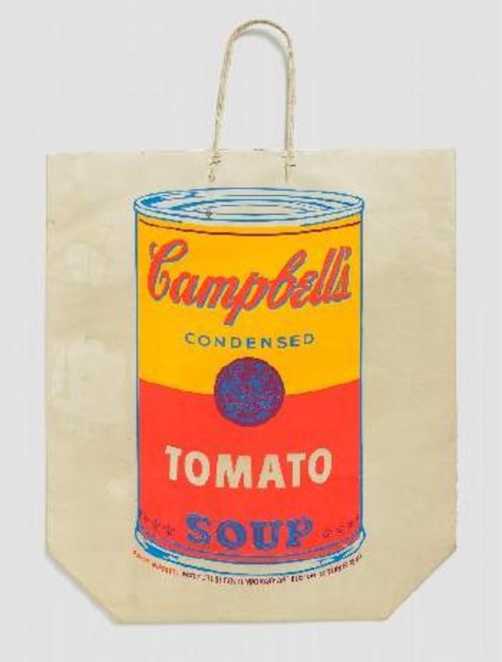 Campbell's soup can on shopping bag by Andy Warhol