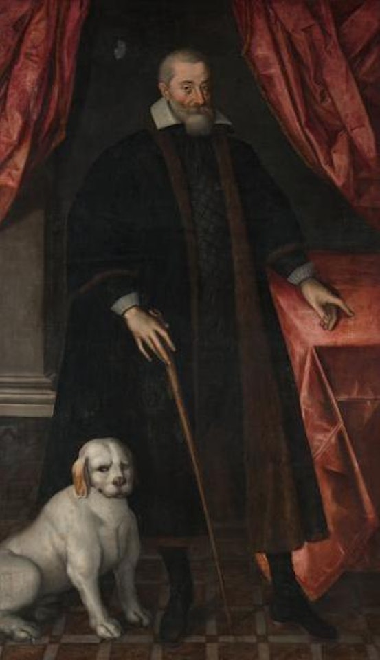 Portrait d'homme et son chien by French School