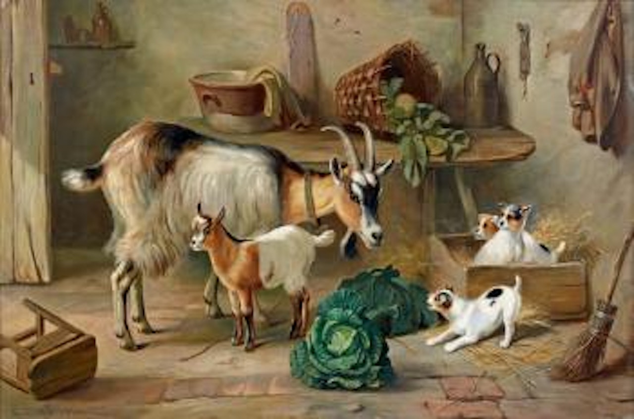 Les chiots et les chèvres by Edgar Hunt