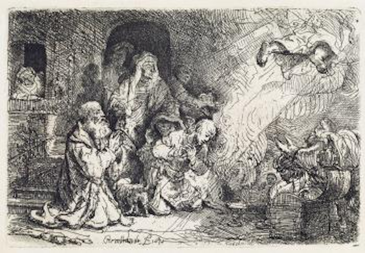 The Angel Departing from the Family of Tobias by Attributed to Rembrandt Harmensz van Rijn