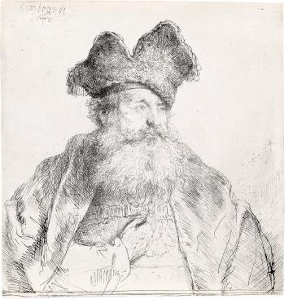 Old Man with a Divided Fur Cap by Attributed to Rembrandt Harmensz van Rijn