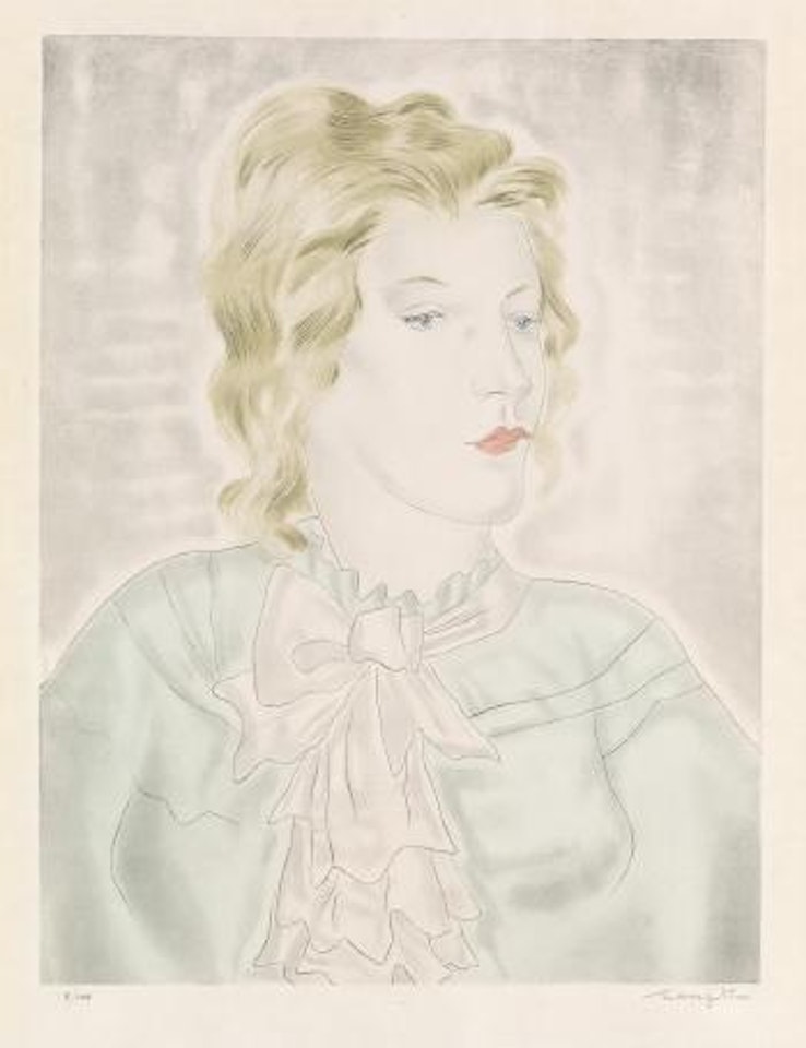Jeune Femme à la cravate rose by Leonard Tsuguharu Foujita