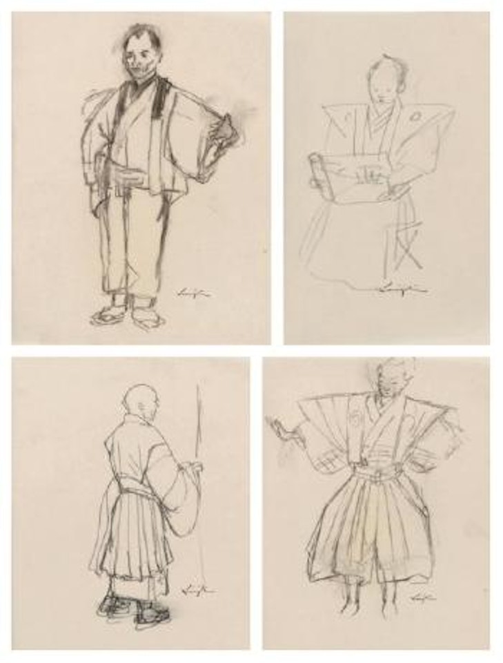 La lecture. Portrait d'homme. Homme de dos. Portrait d'homme by Leonard Tsuguharu Foujita