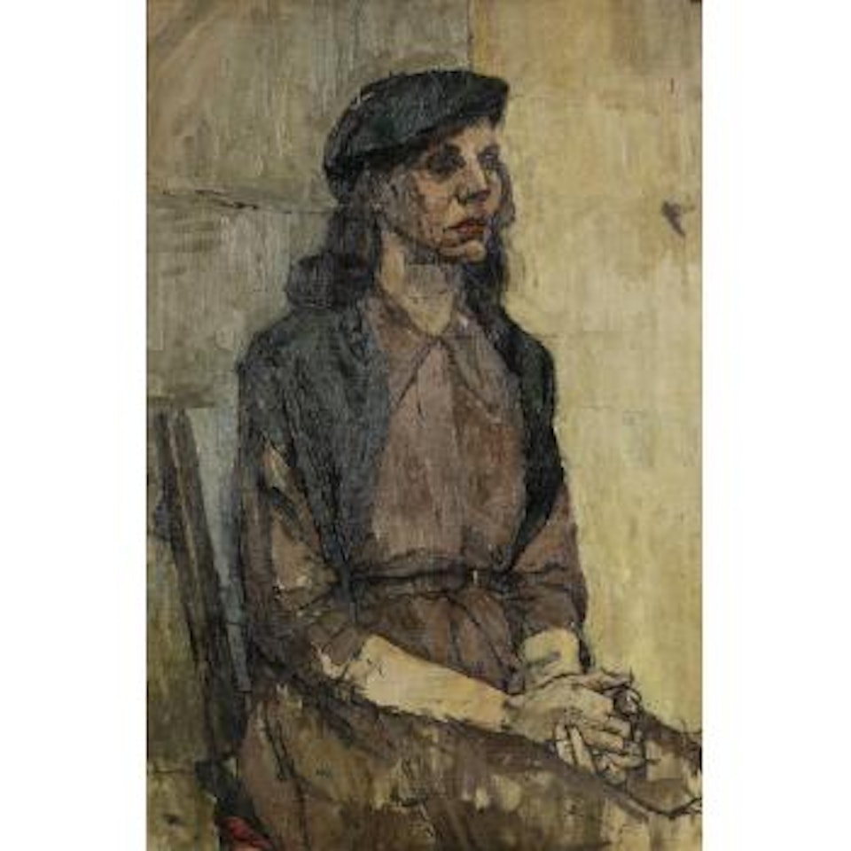 Girl in a Green Dress (The Beret) by Euan Uglow