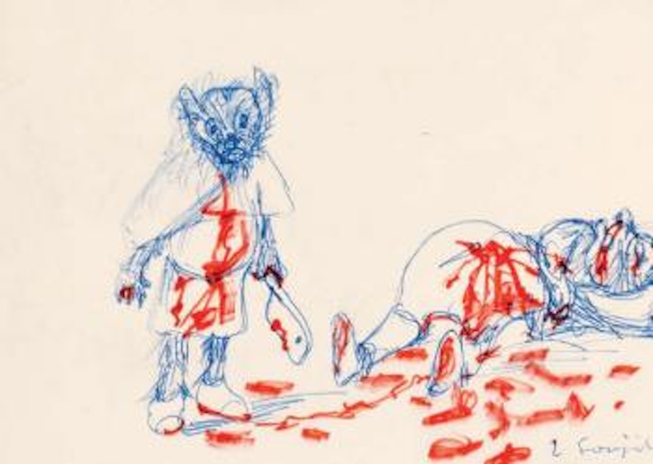 Scène de meurtre au pays des animaux by Leonard Tsuguharu Foujita