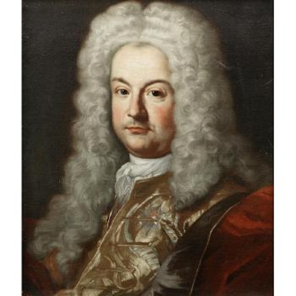 Portrait of Diego Pignatelli Aragona Cortés, bust-length, in a gold brocade waistcoat by Francesco Solimena