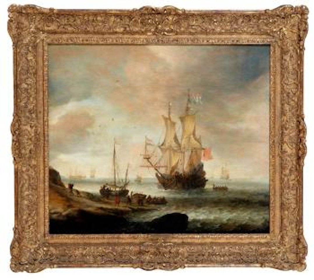 Navire de guerre accostant by Jan Abrahamsz. Beerstraten