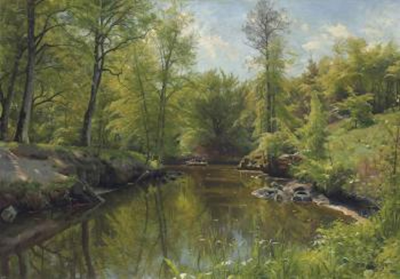 Rowing on a river in Summer by Peder Mork Monsted