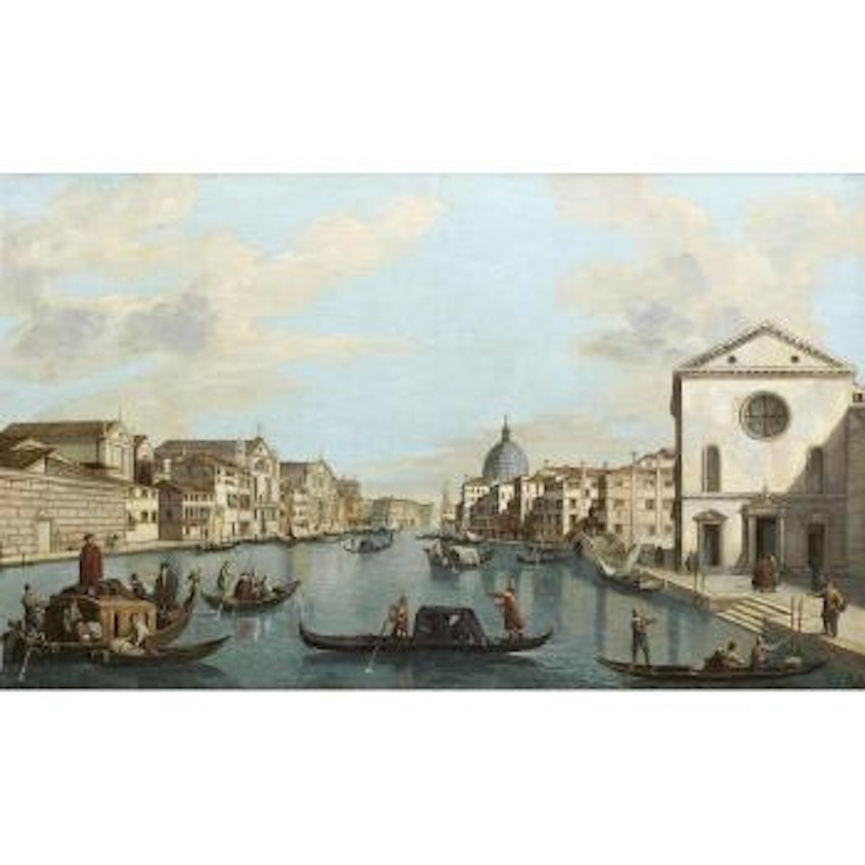 The Grand Canal, Venice with the churches of Santa Croce and Santa Maria degli Scalzi by Venetian School