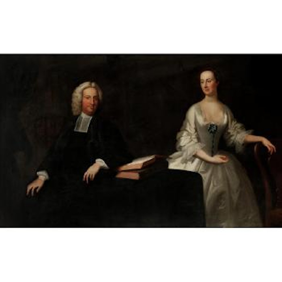 Portrait of the Reverend Herbert Taylor of Bifrons, Kent (1698-1765) and his wife Mary, half length, seated in an interior by Thomas Hudson