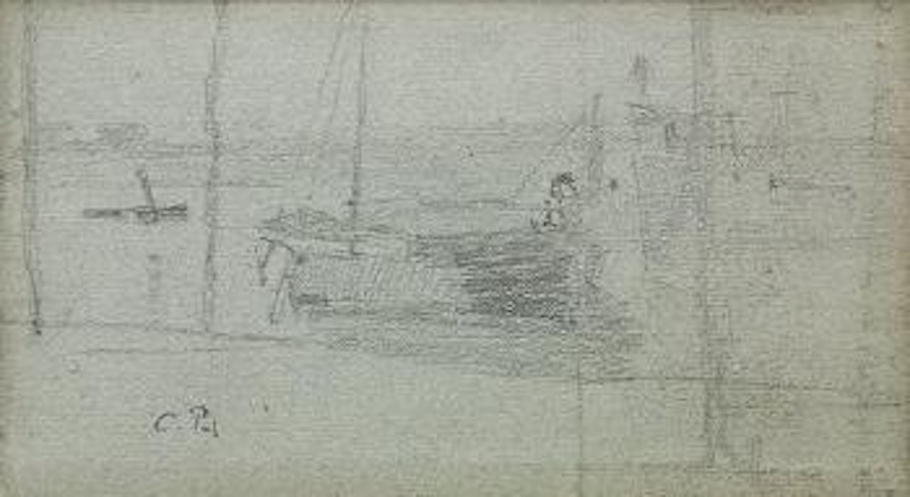 Study of a Man in his Boat by Camille Pissarro