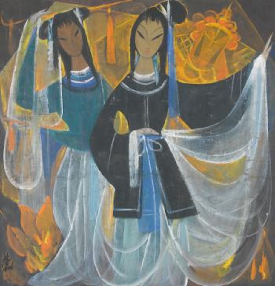Two dancing Ladies by Lin Fengmian