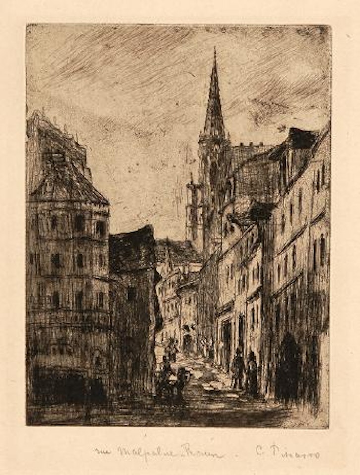 La Rue Malpalue, à Rouen by Camille Pissarro